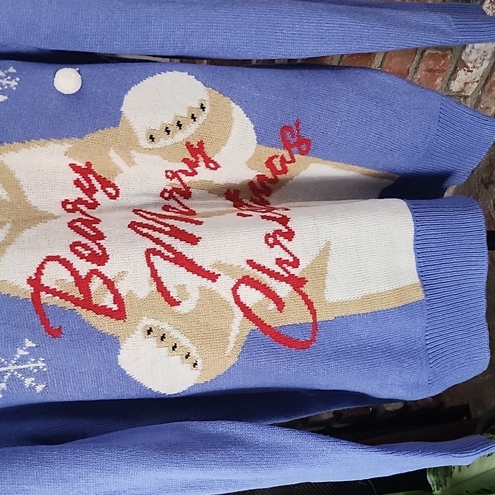 Blue Polar Bear Oversized Christmas Sweater - Picture 3 of 6